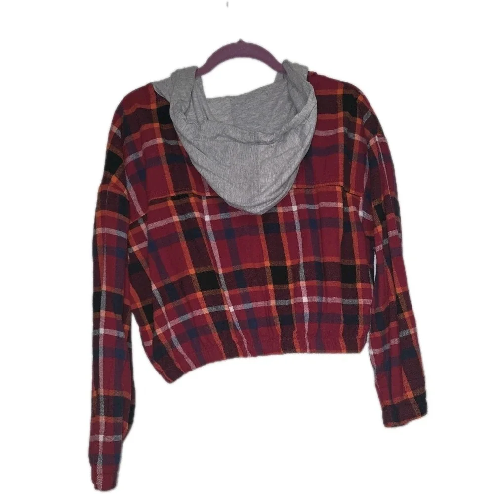 Miss Selfie Cropped Plaid Hoodie Jacket XL EUC Y2K Grunge Streetwear‎ 🔥 - Picture 3 of 4
